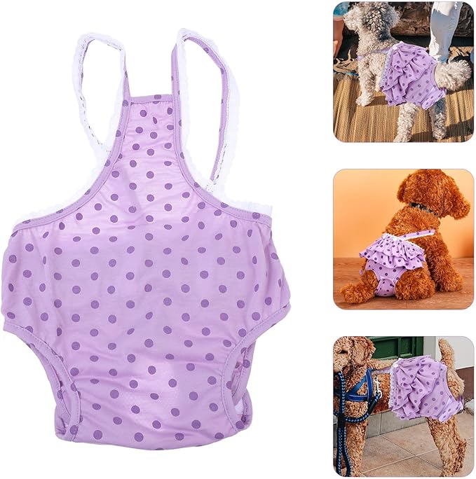 Pet Dog Diaper Pants Female Puppy Sanitary Period Panties with Breathable Fabric Purple L Size for Heat Incontinence and Training