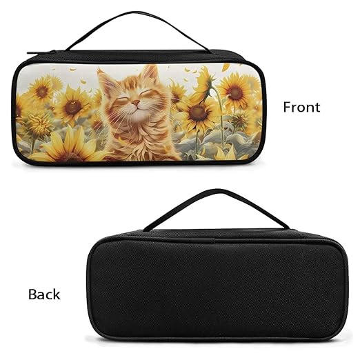Gomyblomy Stethoscope Carrying Case Compatible with Classic III, Lightweight II S.E and More, Cat Sunflower Stethoscope Case Holder Storage Bag with Extra Room for Nurse Accessories