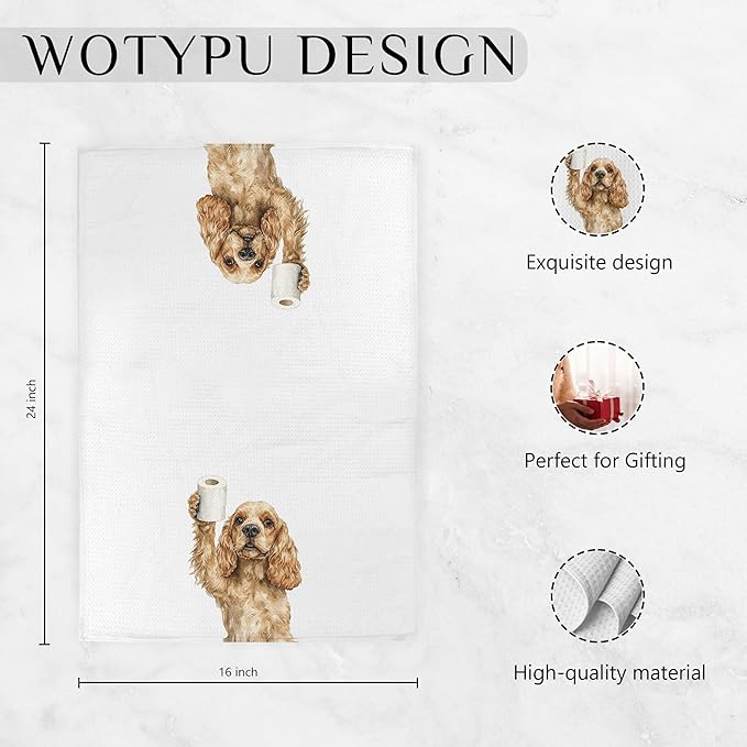 Funny Cocker Spaniel Gifts Bathroom Hand Towels, Cocker Spaniel Dog Lovers Gifts Decorative Hand Towels for Kids Guest Bathroom Washroom Half Bath, 16X24 Inch