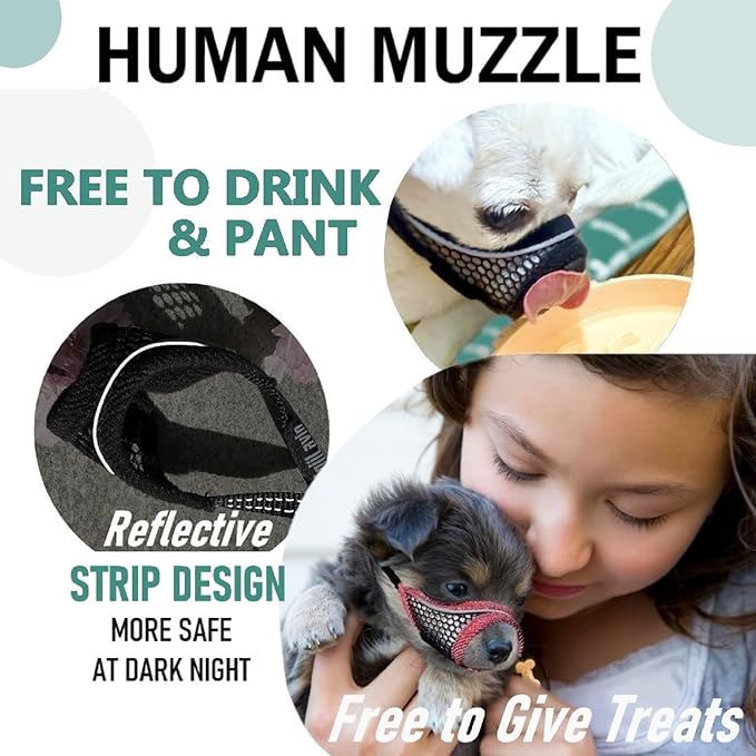 Dog Muzzle, Soft Mesh Muzzles for Small Dogs, Chihuahua Shih Tzu Yorkie Pom, Short Snout Mouth Guard for Barking Biting Grooming, Breathable Adjustable Puppy Muzzle (Black, XS)