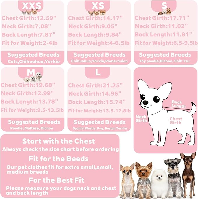 Dog Sweater Fleece Dog Pajamas for Small Dogs Winter Warm Thermal Soft Puppy Pjs Coat Stretchy Jumpsuit Doggie Pet Clothes Outfits Cat Apparel (Pink, Medium)