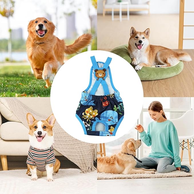 Dog Diaper Female,Washable Female Wraps with Suspender - Reusable Dog Panties | for Home Apartment Indoor Outdoor Travel Car Crate Kennel Yard Park Beach Camping