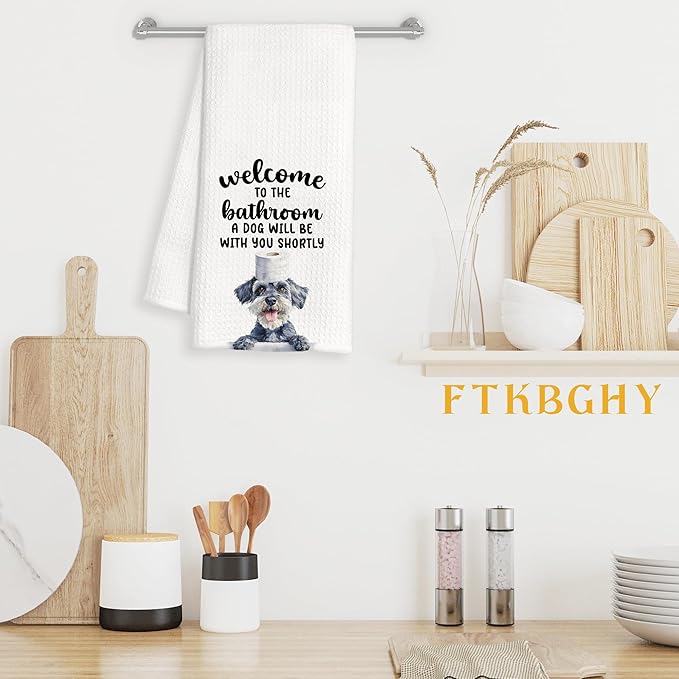 Funny Schnauzer Hand Towels for Bathroom Decor, Schnauzer Gifts for Women Men, Dog Lover Owner Gifts Decorative Hand Towels for Bathroom Restroom Room, 16x24 Inch