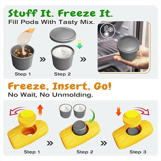 KADTC Large Size 3-in-1 Durable Corn Dog Enrichment Toy - Long-Lasting Fillable & Frozen Lick Toy - No-Transfer Freeze & Play - Ultimate Boredom Buster & Tough Chew Toys for Large Dogs - BPA-Free,Safe