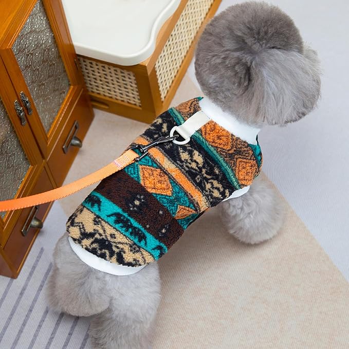 Pet Pullover Dog Sweater Ethnic Winter Puppy Clothes for Small Dogs Cats Warm Dog Knitwear Outfits Doggy Knitted Clothing with D-Ring, 2 Pack, Khaki Grey, X-Large