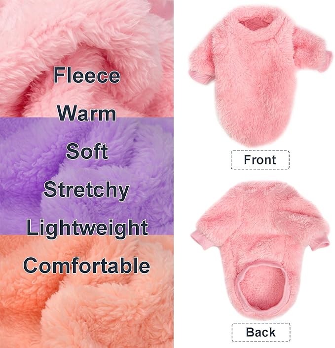 Dog Sweater, 3 Pack Dog Sweaters for Small Dogs, Dog Clothes for Small Dogs Girl Boy, Ultra Soft and Warm Puppy Sweater Dog Coat for Winter Christmas (XXS, Pink+Purple+Peach)