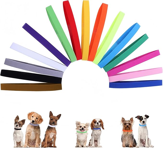15 Pcs Puppy Whelping Collars,Newborn Pet Collars,Soft Adjustable ID Bands,Puppy ID Collars for Newborn Pet Dog Cat