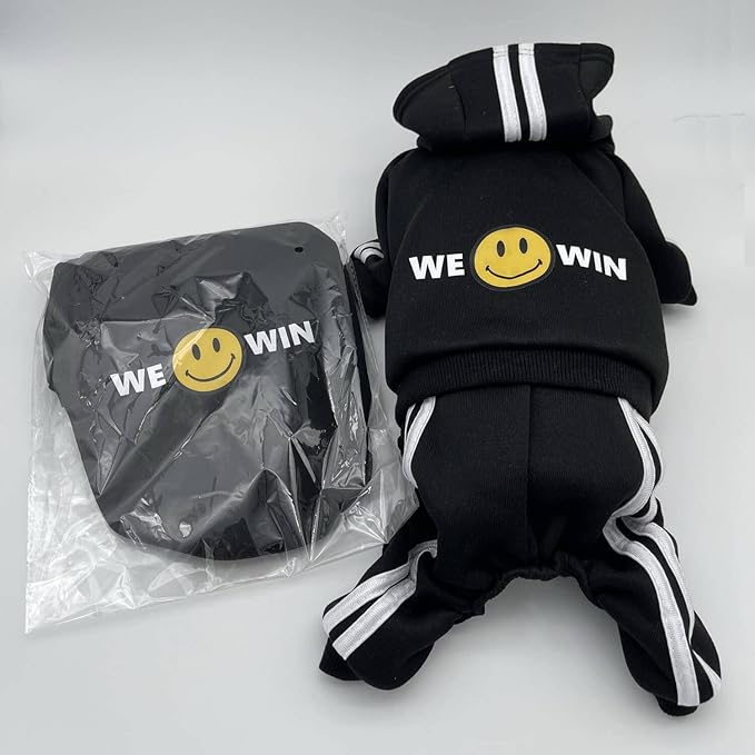 Weowin Pet Outfit - Cute Dog Hoodie Tracksuit Sweater Winter Clothes Pajamas Jumpsuit 4-Legs Black for Puppy Small Medium Large Dogs Girl or Boy (4X-Large)