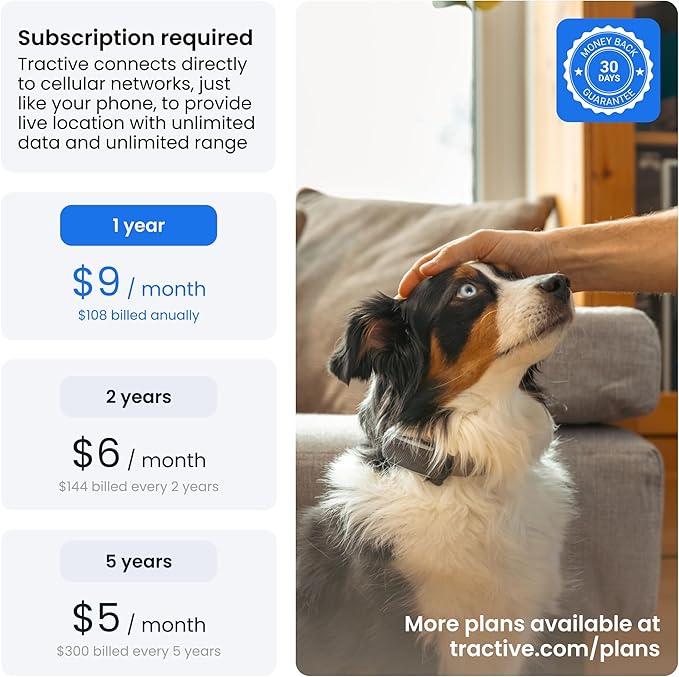 Tractive Smart Dog GPS Tracker | Live Pet Tracker with Virtual Fence | Vital Signs Monitoring of Heart & Respiratory Rate | Bark Monitoring | Dog Collar Attachment (Bundle of 2, Black & Mint)