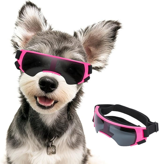 Dog Goggles for Small Dog Doggy Goggles with Adjustable Straps Windproof Eye Protection Pet Sunglasses Anti-UV Doggie Sunglasses to Small Breed, Pink