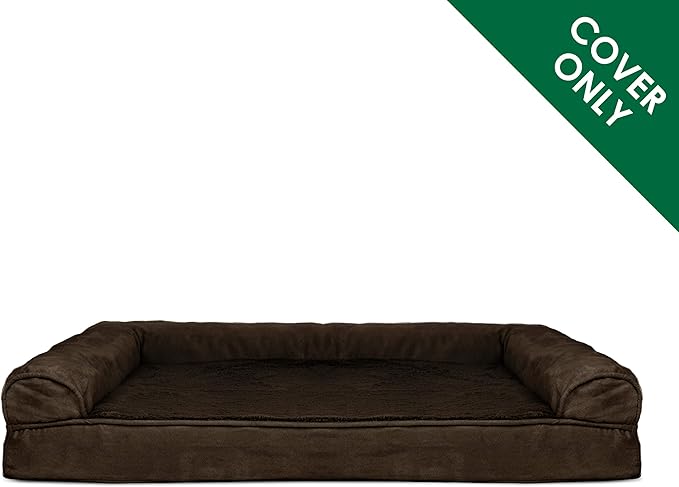 Furhaven Replacement Dog Bed Cover Plush & Suede Sofa-Style, Machine Washable - Espresso, Large