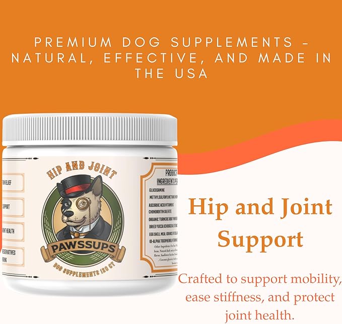 Hip & Joint Support for Dogs – Glucosamine, Chondroitin, MSM & Turmeric for Mobility, Flexibility & Joint Pain Relief – Daily Soft Chews for Senior & Active Dogs – 120 Count