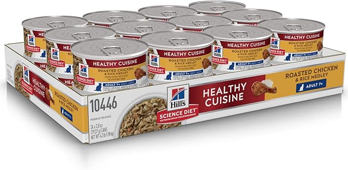 Hill's Science Diet Adult 7+ Healthy Cuisine Wet Cat Food, Roasted Chicken & Rice, 2.8 oz. Cans, 24-Pack