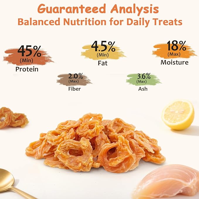Chicken Rings Dog Treats 2 Pound, Real Chicken Jerky Rawhide-Free Soft Chews, Natural High Protein Limited Ingredient Training Snacks for Small Medium Large Dogs