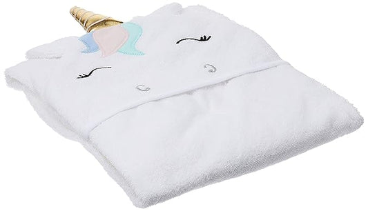 Hudson Baby Unisex Baby Cotton Animal Face Hooded Towel, Multicolor Unicorn, One Size