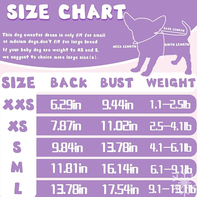 Small Dog Sweater Fall Puppy Sweater Winter Warm Girl Dog Clothes Turtleneck Pullover Coat Pet Clothing for Chihuahua Teacup Yorkie (Purple X-Small)