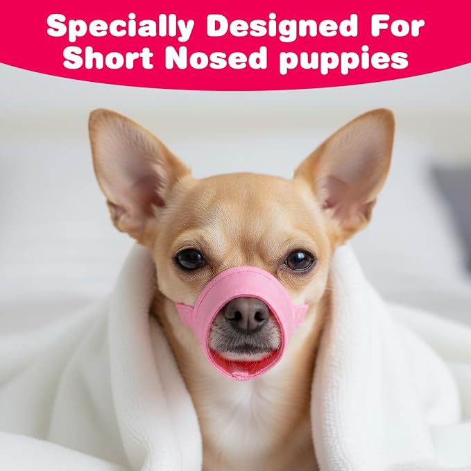 Pink Dog Muzzle, Soft Nylon Dog Muzzles Anti Biting Barking Chewing Breathable Drinkable Mouth Guard for Small Medium Large Dogs