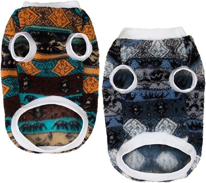 Pet Pullover Dog Sweater Ethnic Winter Puppy Clothes for Small Dogs Cats Warm Dog Knitwear Outfits Doggy Knitted Clothing with D-Ring, 2 Pack, Khaki Grey, X-Large