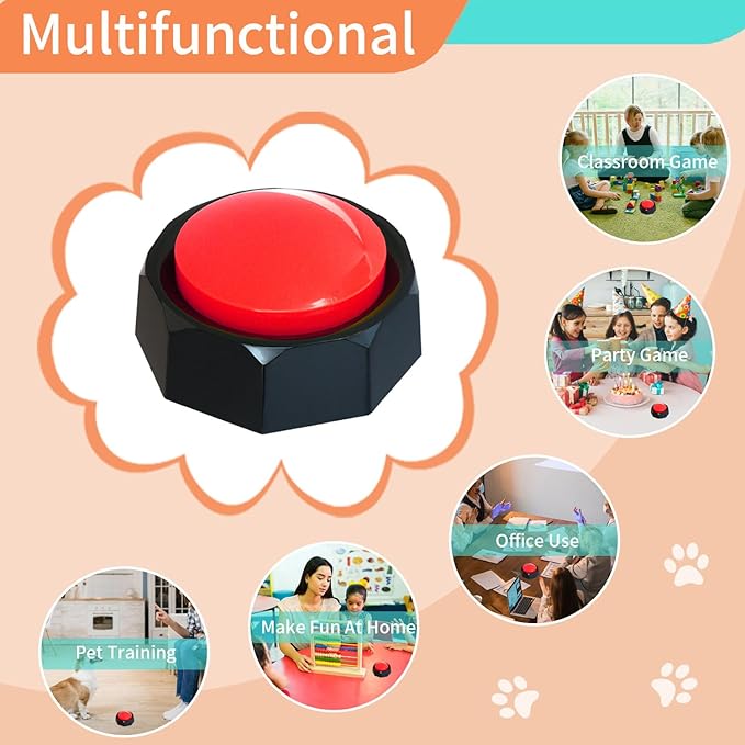 RIBOSY Dog Training Buzzer, Recordable Button, Record and Playback Your Own Message to Train Your Dog Voice What They Wants and Needs
