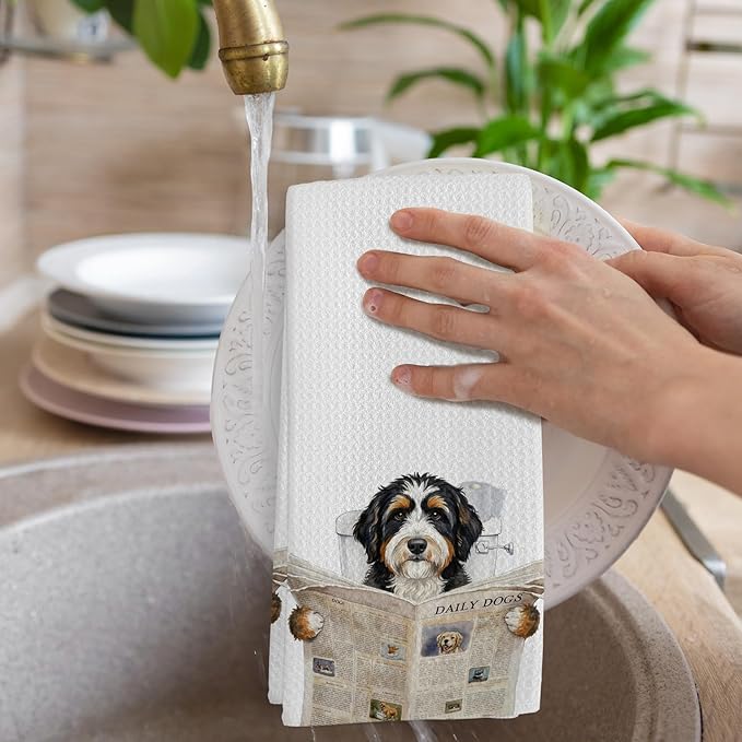 Funny Bernedoodle Gifts Bathroom Hand Towel, Bernedoodle Dog in Toilet Hand Towel for Bathroom Kitchen Washroom Decor, Bernedoodles Dog Lover Gifts Dish Tea Towels, 16x24 Inch