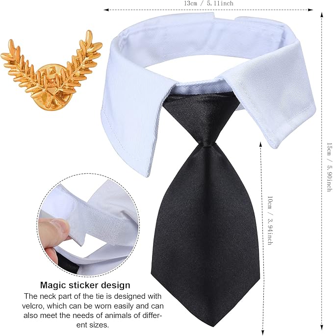 Yewong 3-Piece Pet Captain Costume Accessory Set - Dog & Cat Pilot Hat, Formal Necktie & Collar - Fancy Dress & Halloween Party (Set-B)
