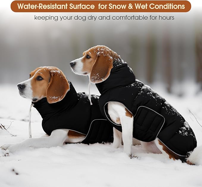 FUAMEY Dog Puffer Jacket for Small Dogs,Dog Cold Weather Coats Dogs Down Jackets Waterproof Pet Snowsuits Warm Puppy Winter Vest Turtleneck Pets Adjustable Jackets Coats Black XS