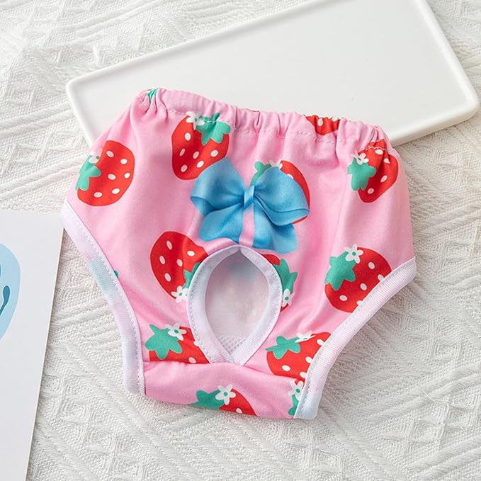 Environmentally Friendly Pet Menstrual Pants Dog Diapers for Heat Comfortable Absorbent Prevent Mess Cartoon Patterned Breathable Shorts Underwear Pink XL