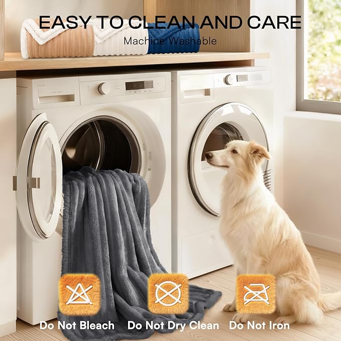 Luciphia Waterproof Dog Blanket for Small Puppy Ultra-Soft Calming Cut Pile Flannel Throw Durable & Warm Furniture Protection for Couch Car Pet Cat Blanket Machine Washable Stone Gray,S(40''x28'')