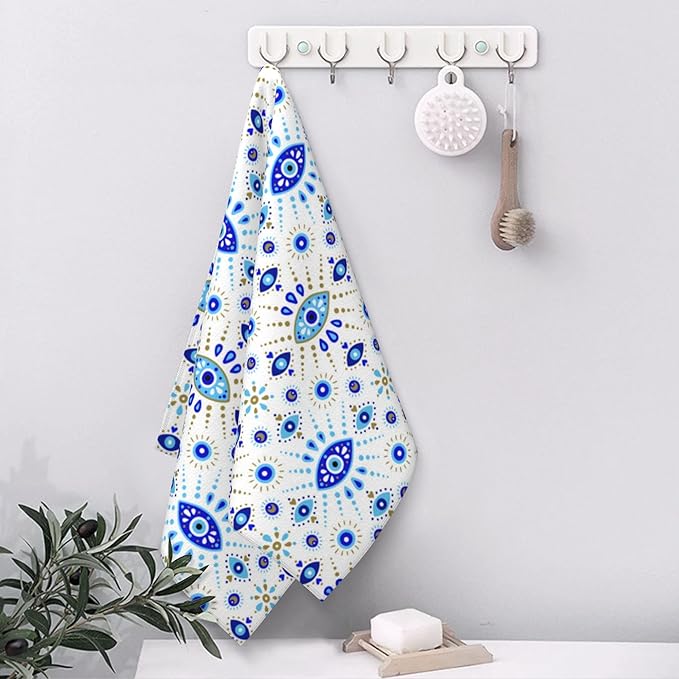 Hand Towels Set of 2 Evil Eye Towels for Bathroom Soft Absorbent Decorative Hand Bath Towels Dish Towels for Kitchen Sports Gym Yoga Home Decor 14 x 28 in