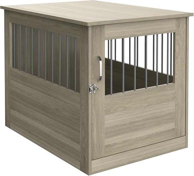 ClosetMaid Pet Crate End Table Furniture for Medium Dogs or Cats Under 25 lbs, Earth Gray Wood Grain Finish