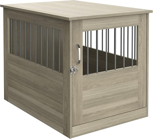 ClosetMaid Pet Crate End Table Furniture for Medium Dogs or Cats Under 25 lbs, Earth Gray Wood Grain Finish