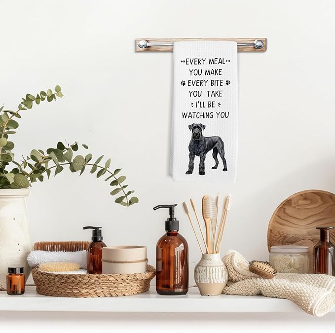 Funny Schnauzer Dog Kitchen Towels, Schnauzer Gifts for Dog Owners Lovers Women Hand Towel, Every Meal You Make Decorative Tea Dish Towels for Kitchens, SchnauzerDog Kitchen Decor, 16x24in