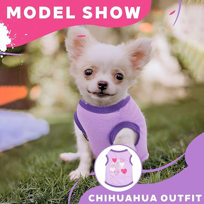 4 Pieces Chihuahua Clothes Cute Dog Clothes for Small Dogs Girl Puppy Shirt Yorkie Clothes Soft Pink Extra Small Dog Pet Clothing Comfortable XXS