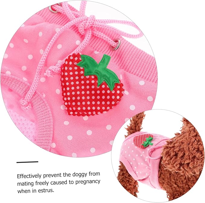 Milisten Pet Diaper Washable Male Dog Physiological Pants Absorbent Comfortable Menstruation Underwear for Untrained Puppies and Dogs Heat s Strawberry Dots
