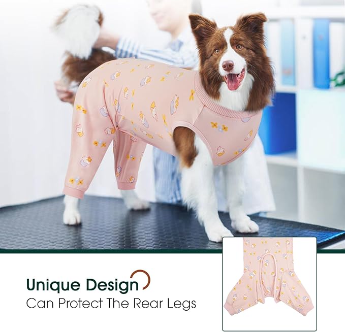 Kuoser Dog Recovery Suit for Back Legs,Soft Dog Surgery Suit with Sleeves to Stop Licking,Dogs Recovery Sleeve Elbow Protector Pet Surgical Onesie for Abdominal Wounds Cone Alternative,PinkCake M
