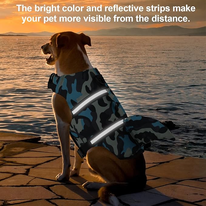 Fragralley Shark Dog Life Jacket, High Buoyancy with Tear-Resistant Nylon, Dog Float Vest for Swimming and Boating, Pet Life Preserver for Small Medium Large Dogs (PFD)
