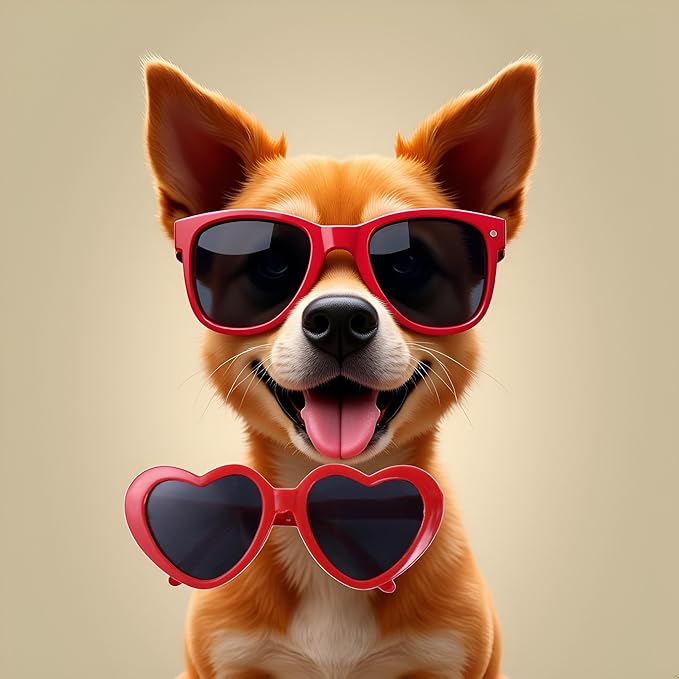 Red Pet Sunglasses Cute Pet Dog Sunglasses Cat Glasses Heart Sun Flower Glasses for Small Dogs Cat Accessories Photos Props Pets Party Decor Backpacks Apparel and Accessories Dogs