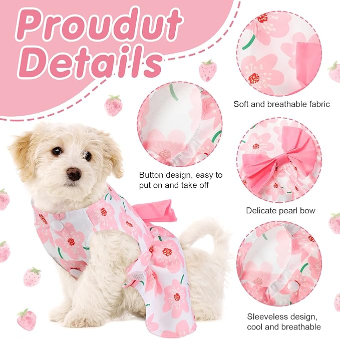 Saintrygo 5 Pieces Floral Dog Dress Cute Dog Skirt Pet Dresses Pet Clothes Dresses Cat Princess Bowknot Clothes Puppy Outfits for Yorkie Puppy Cat, 5 Styles(Cute Style,Large)
