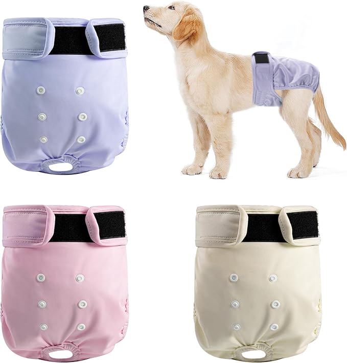 3 Pack Washable Female Dog Diapers,Reusable Diaper for Doggie,Highly Absorbent Dog Diaper,Adjustable Leakproof Puppy Diapers Skirt for Heat,Incontinence,Period Doggy Nappies M