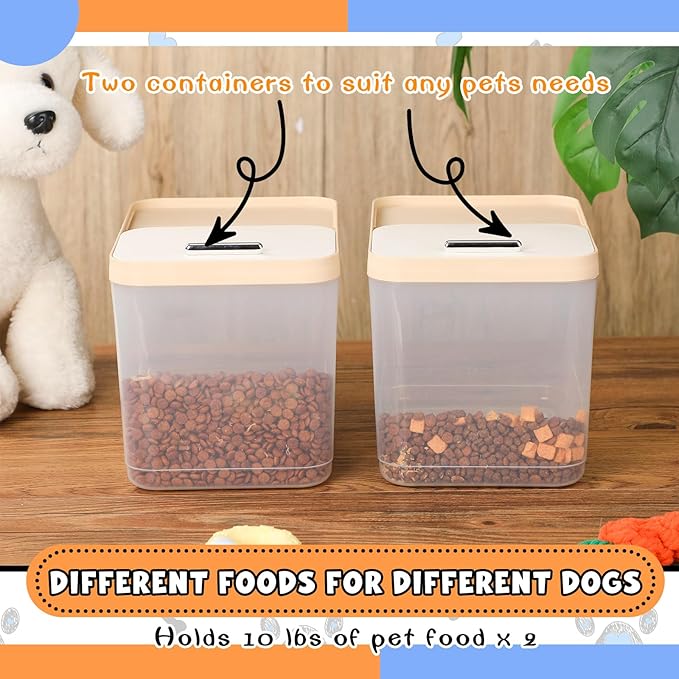 2 Pack 30 Lbs Airtight Dog Food Storage Container with 2 Scoops, Clear Cat Food Container Storage Bin with Measuring for Dog Cat Bird Other Pet