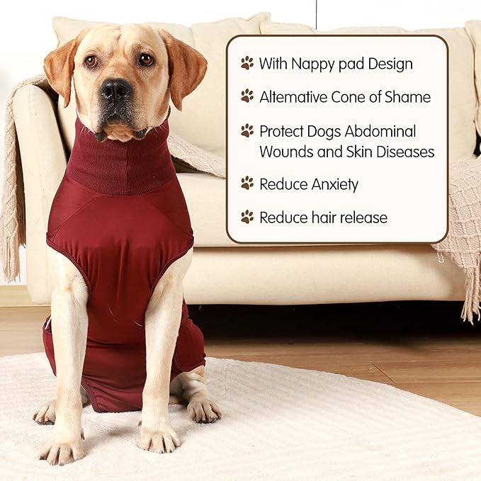 HEYWEAN Full Body Dog Diaper with a Puppy Nappies Physiological Dog Surgery Recovery Suit for Male Female Dogs