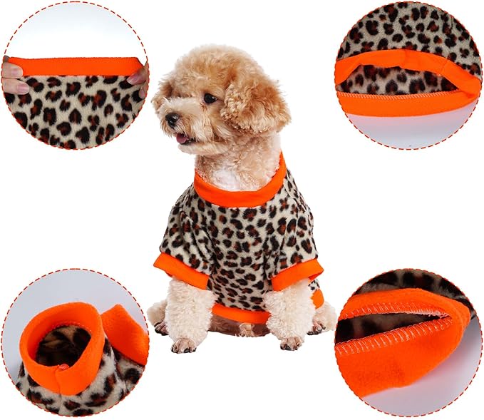 Rbenxia 4 Pcs Dog Fleece Sweaters Puppy, Warm Soft Fleece Sweater Doggie Sweatshirt Dog Pajamas Puppy Clothes for Winter, Small Dogs Cat Pets Outfits (Large)