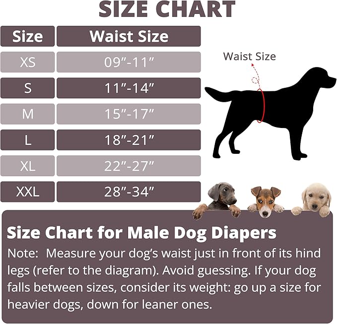 Paw Legend Washable Dogs Diapers Male Dog Belly Bands for Male Dogs Diapers Reusable Puppy Doggie Diapers Male (3 Pack, XX-Large)