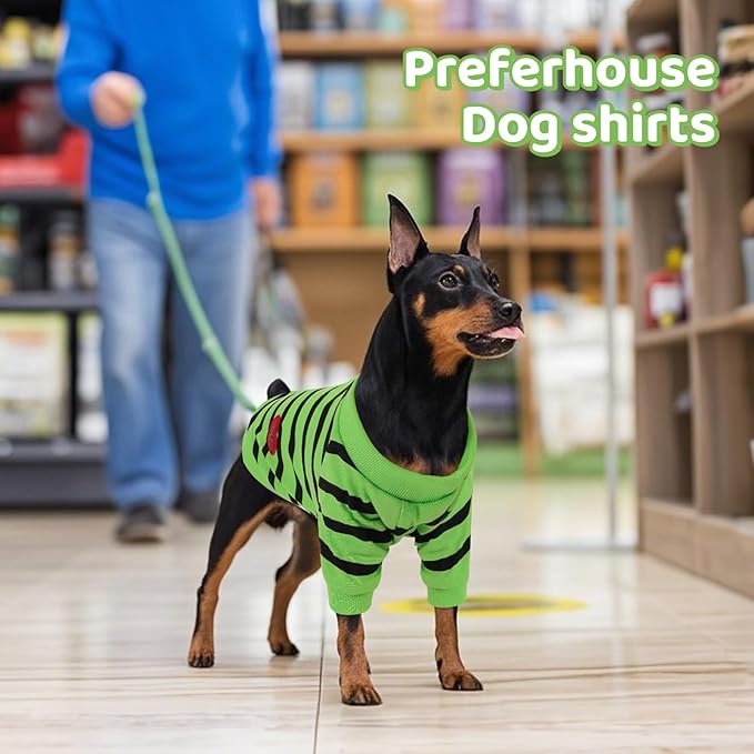 Dog Shirts for Large Dogs, Striped T-Shirts Dog Vest Pet Apparel Tee Shirts Spring Summer Suitable for Small and Medium Large Pets French Bulldog Bichon, Green XL