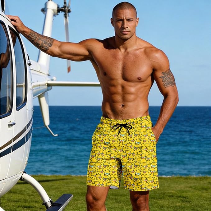 Mens Swim Trunks with Compression Liner Quick Dry Zipper Pocket Bathing
