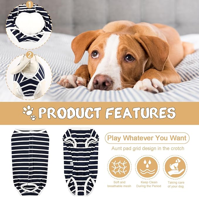 Etdane Dog Period Diapers Small Dog Sanitary Panties Period Suit for Male Female Dogs Diaper Cover for Heat Blue/Medium