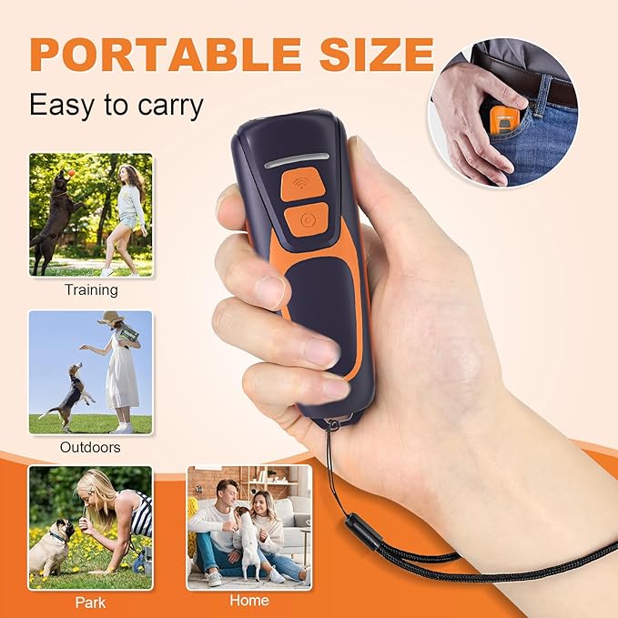 Dog Bark Deterrent Devices, Rechargeable Ultrasonic Anti Barking Device for Dogs, Dog Bark Control Devices 50FT Range Safe for Dogs & Human Portable Indoor Outdoor Dog Barking Silencer, Dog Training