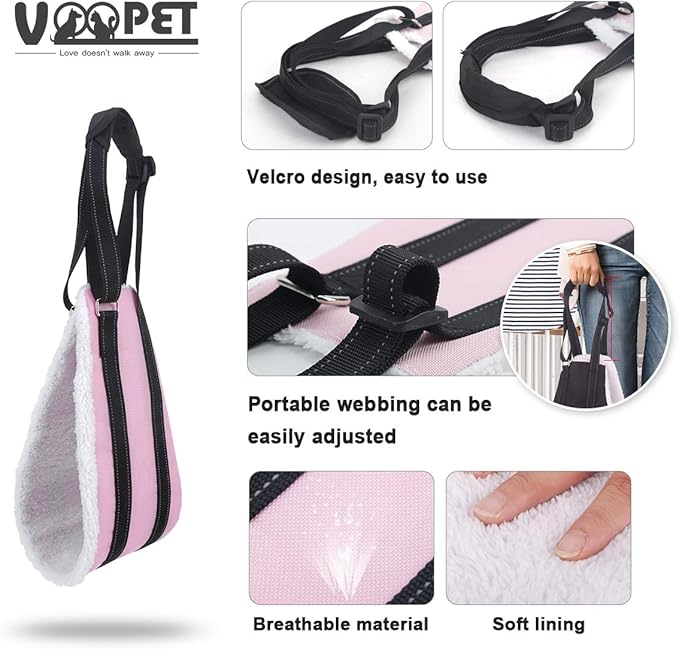 VOOPET Dog Sling, Portable Hip Support Harness Assist Lift Dogs Rear for Canine Aid - Pet Lift Harness for Small, Medium & Large Dogs Hind Leg Support Rehabilitation