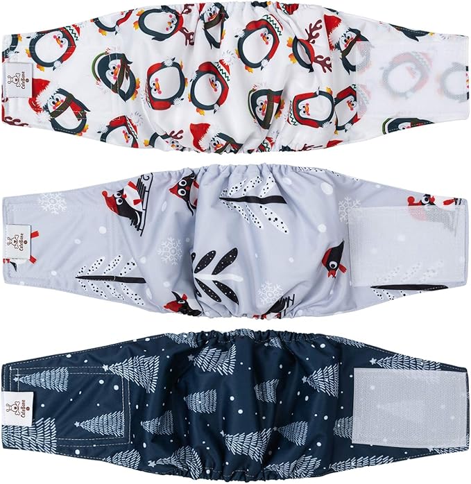 CuteBone Male Dog Diapers Washable for Christmas DM16XS