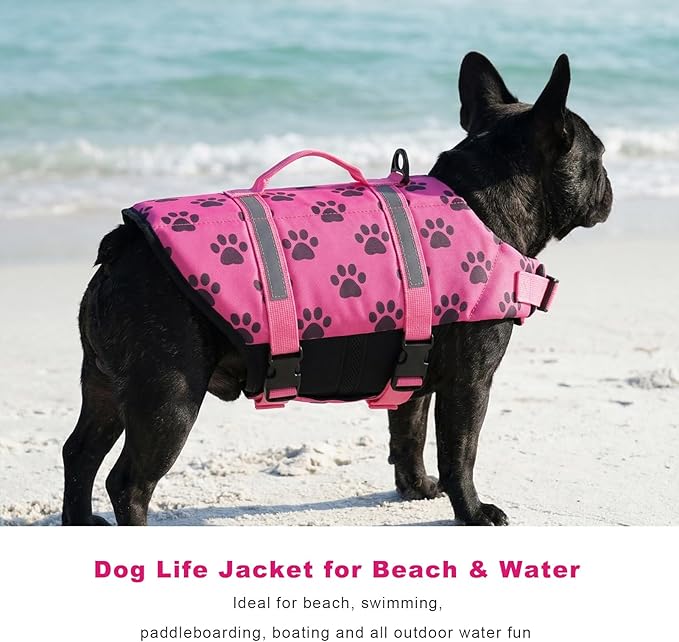 Doglay Dog Life Jacket, Dog Life Vest for Swimming Boating, Adjustable Puppy Life Jacket with Reflective Stripes, Superior Buoyancy Pet Swimming Vest for Small Medium and Large Dogs